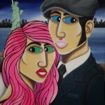 'Honeymoon on the Hudson' 60x80 cms Acrylic and spray paint on canvas