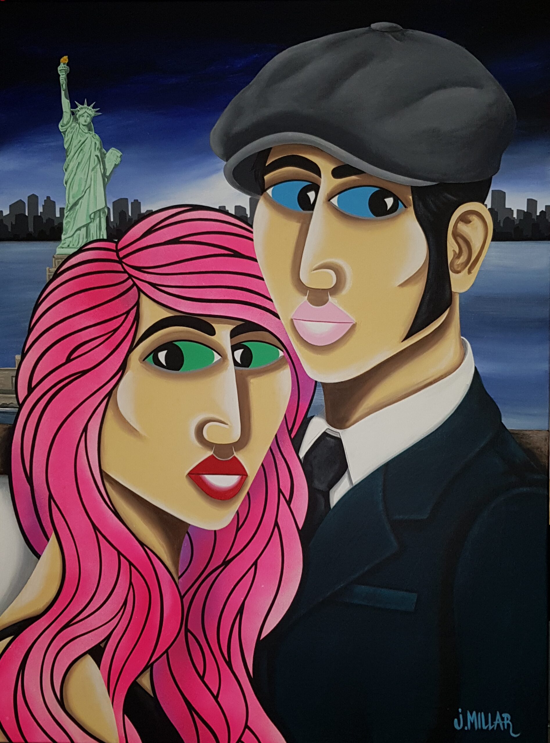 'Honeymoon on the Hudson' 60x80 cms Acrylic and spray paint on canvas